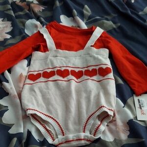 Red and White Heart Baby Romper 18m